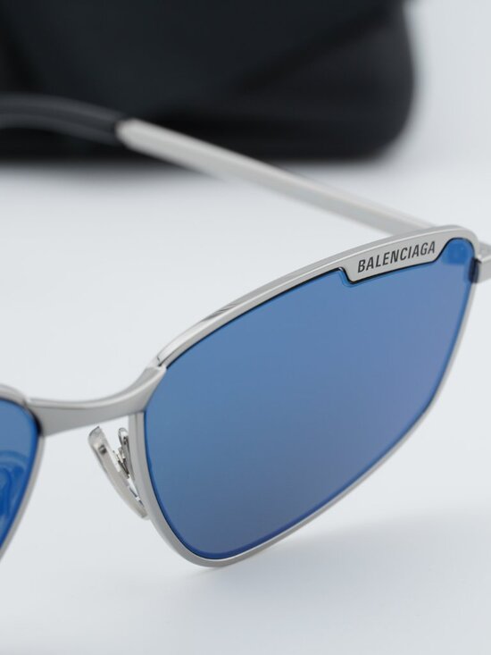 Balenciaga BB0277S 003 Unisex Rectangle Sunglasses - Ruthenium / Blue main image 10